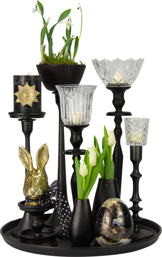 Ei stehend 11,5 cm Glas schwarz marmoriert