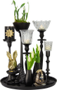 Ei stehend 24 cm Glas schwarz marmoriert
