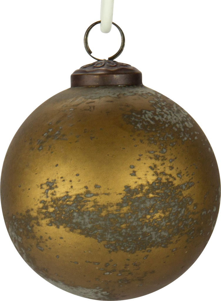 Kugel 9 cm Glas grau-gold
