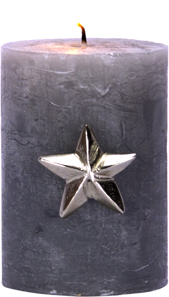 STAR Candle Pin 4,5 cm Metal antique-silver