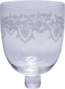 ROMANCE Teelicht-Aufsatzglas 8,5 cm Glas klar mit Dekor weiß