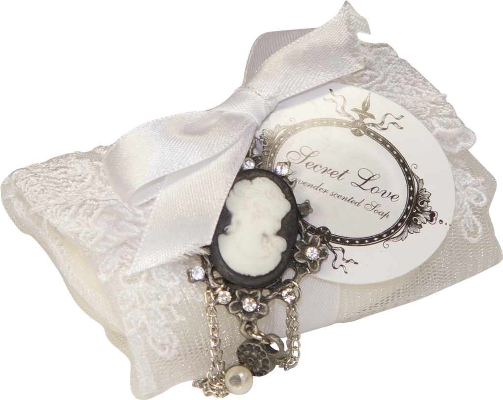 SECRET LOVE Soap 70 g in Lace Bag & Gemme white