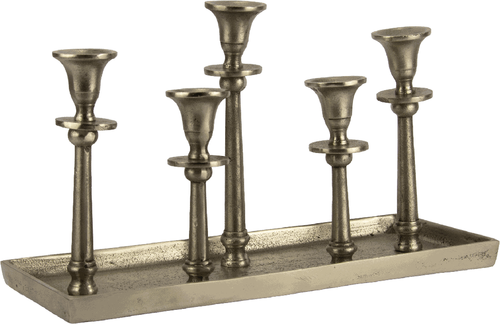 LINEA Candle-Tray 5-er 40 x 16 x 24 cm Metal pewter
