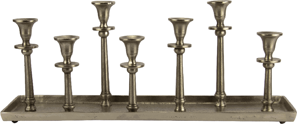LINEA Kerzentablett 7-er 60 x 16 x 24 cm Metall alt-silber