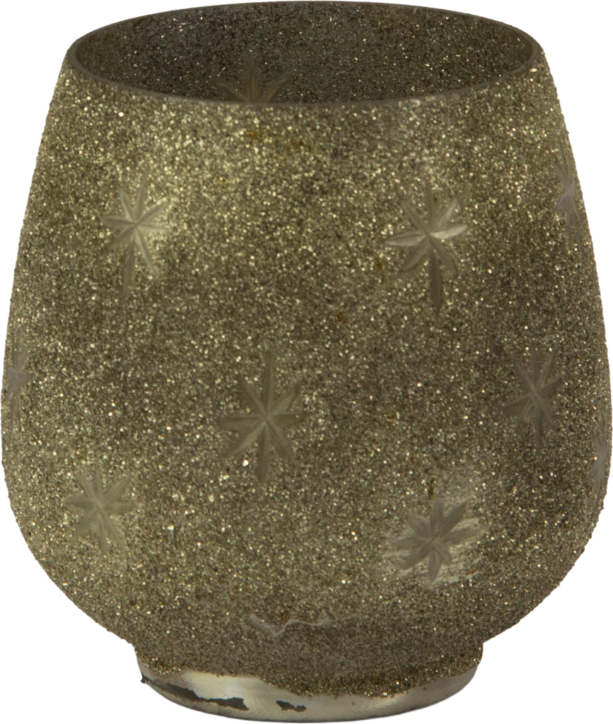 STAR Vase / Windlicht Höhe 13 cm Glas Glitter gold