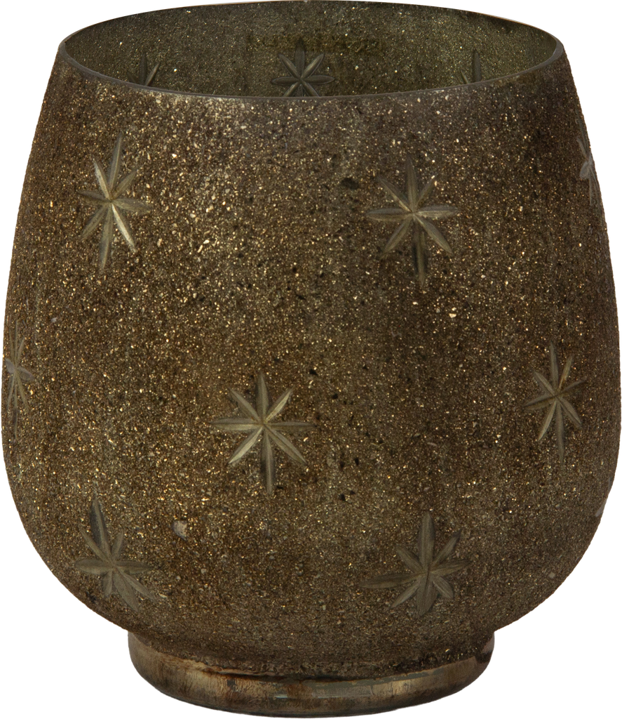 STAR Vase / Hurrican Height 15 cm Glass Glitter gold