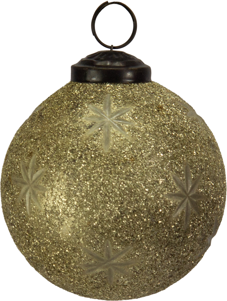 STAR Ball 7,5 cm Glass Glitter gold