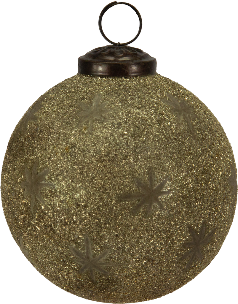 STAR Kugel 9,5 cm Glas Glitter gold