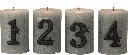 ADVENT Candle Pins Numbers 1–4 Set Metal black