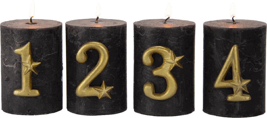 ADVENT Candle Pins Numbers 1–4 Set Metal brass