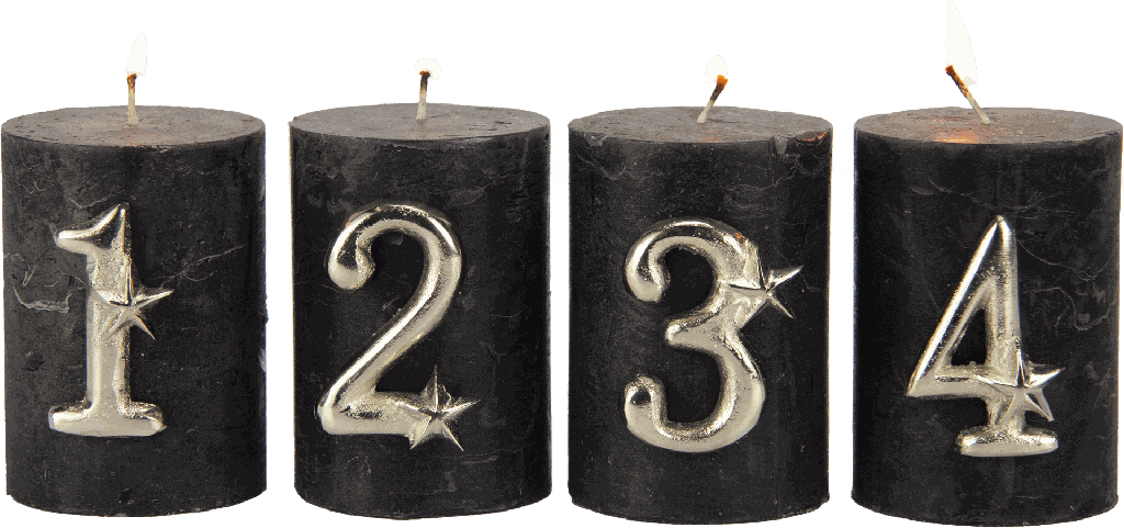 ADVENT Candle Pins Numbers 1–4 Set Metal antique-silver