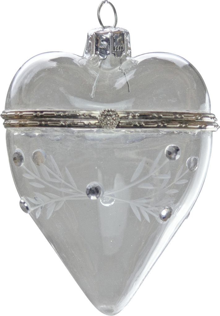 COEUR Heart openable to hang Glass clear with Rhinestones