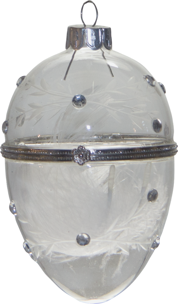 OSIRIS Egg openable to hang  10 cm Glass clear with Rhinestones