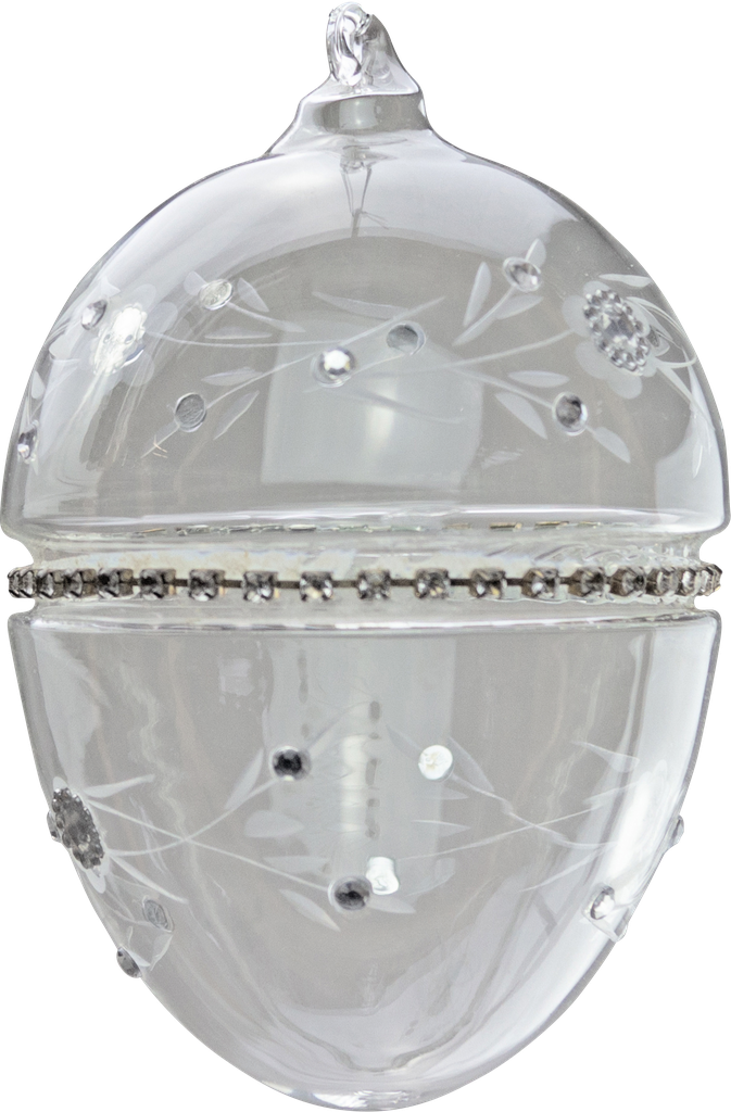 OSIRIS Egg to hang 10 cm Glass clear with Rhinestone-Rim