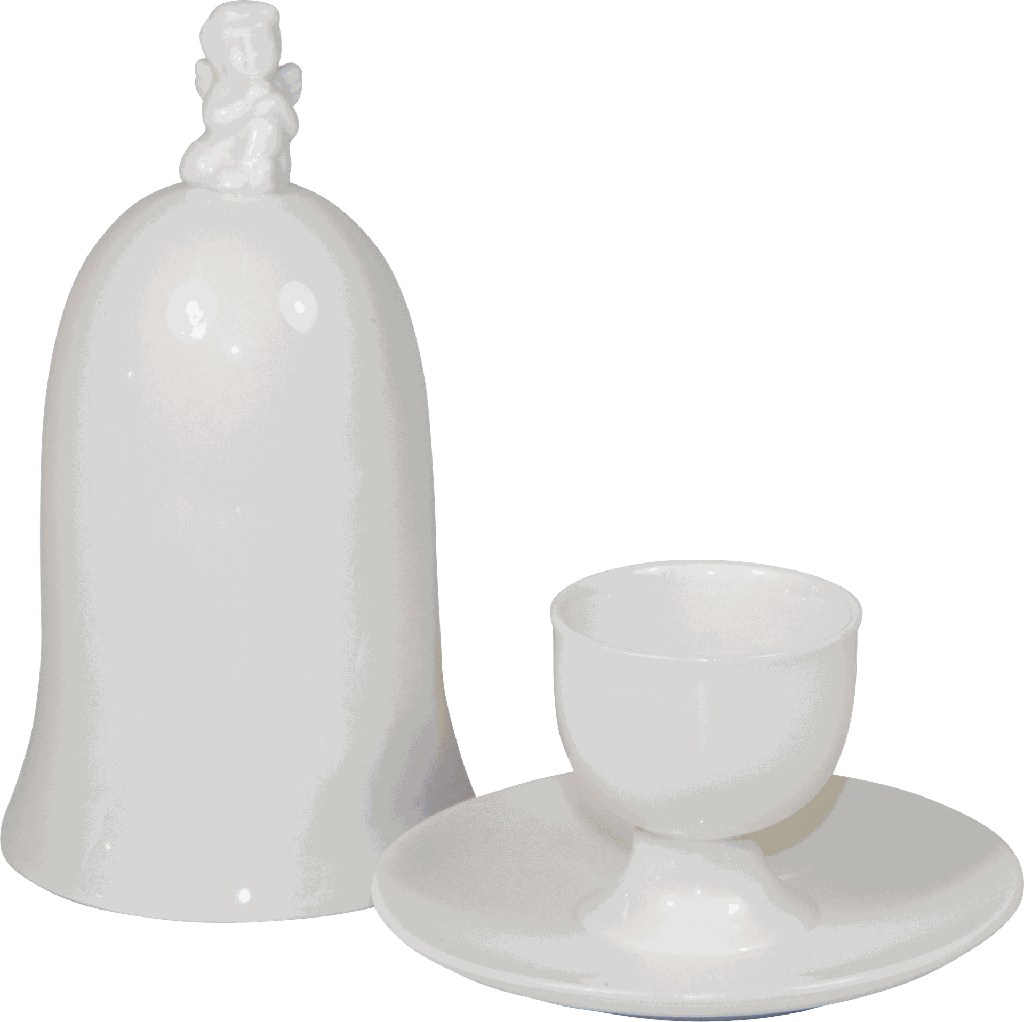 ANGELO Egg-Cup with Cloche 15 cm Porcelain white
