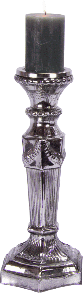 Candleholder Height 39 cm Peasant-Silver