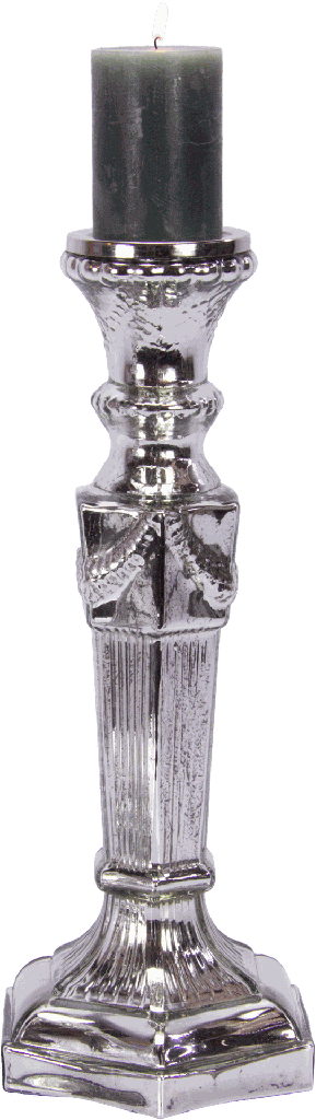 Candleholder Height 46,5 cm Peasant Silver