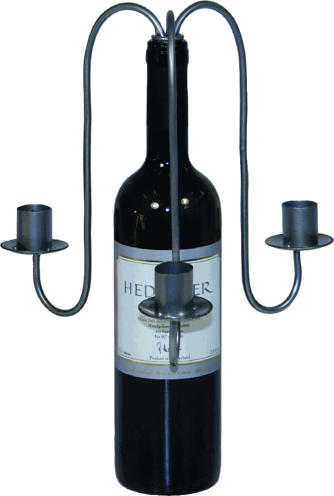 Flaschenleuchter 3-er Metall silber