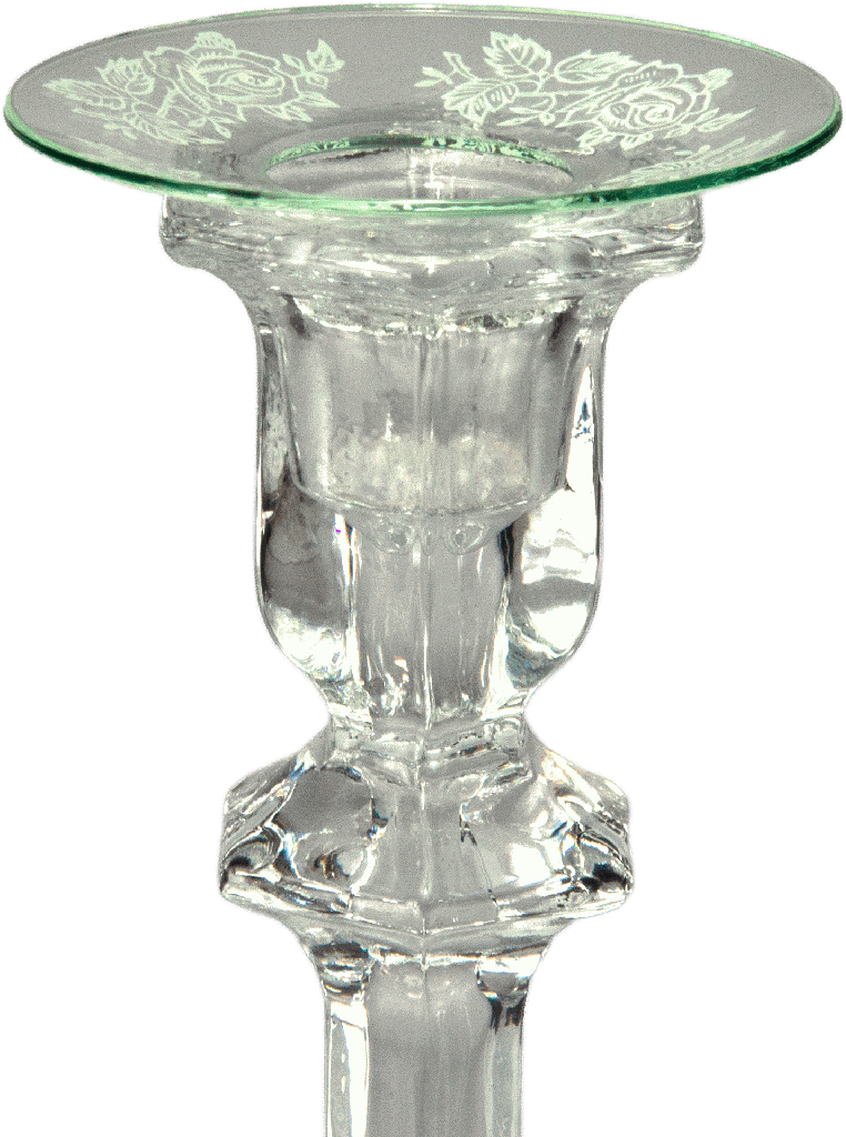 Bobeche Ø 7 cm Glass clear with Decor Roses white