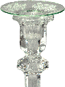 Kerzenteller Ø 7 cm Glas klar mit Dekor Rosen weiß