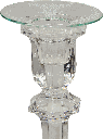 Kerzenteller Ø 7 cm Glas klar mit Dekor Ranken weiß