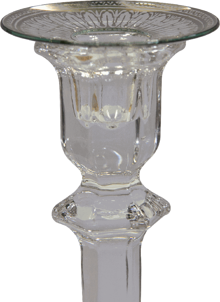 Bobeche Ø 7 cm Glass clear with Decor Ornament silver