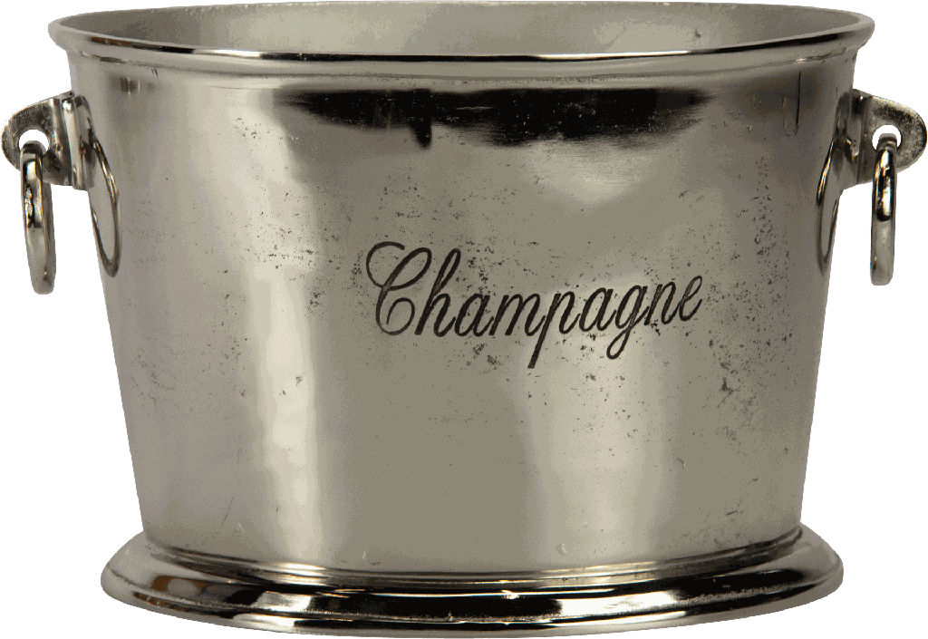 Wine & Champagner Cooler oval with 2 Rings Metal antique-silver