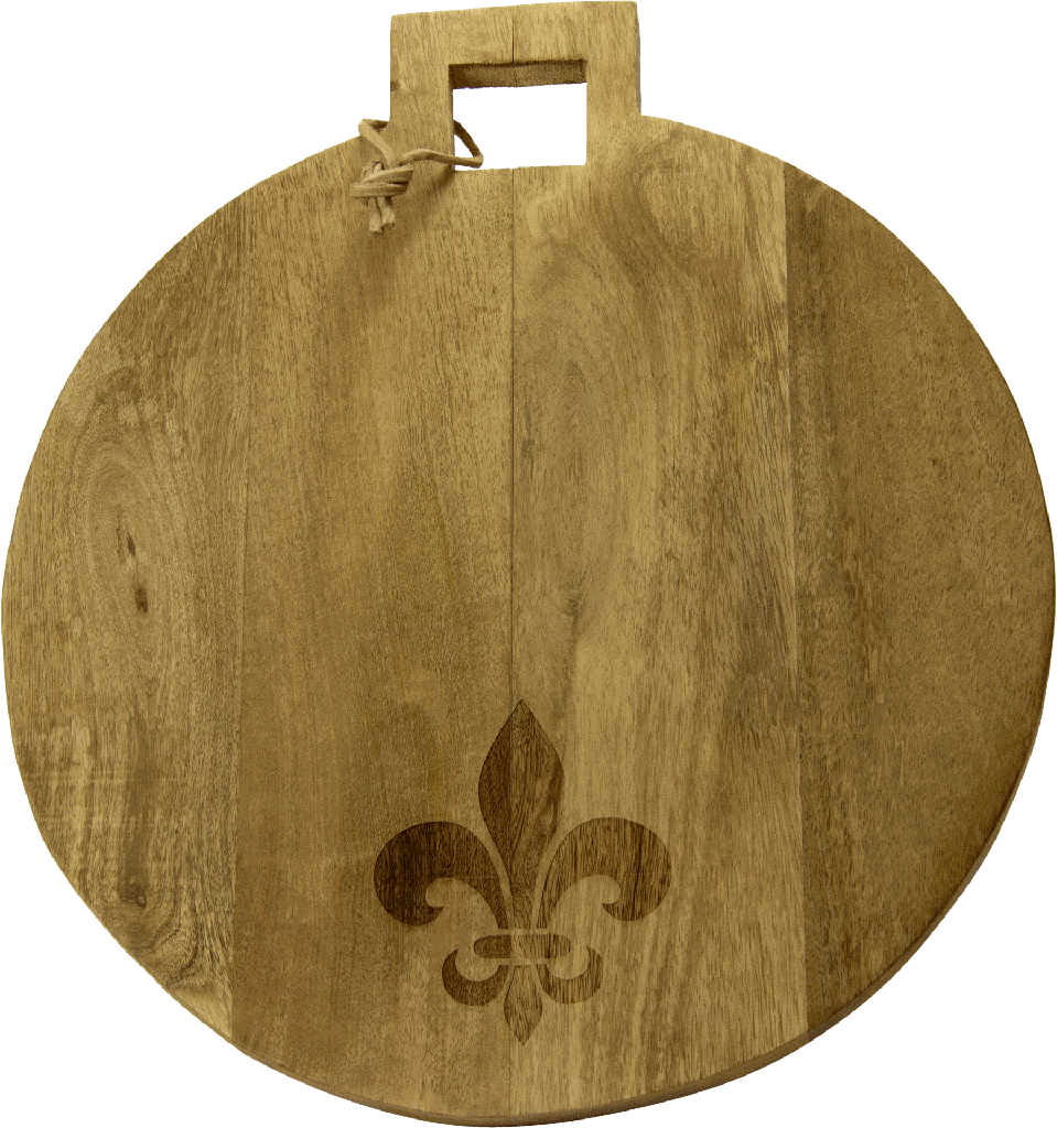 BOURBONE Schneidebrett mit Lasergravur ca. Ø 40 cm Mangoholz