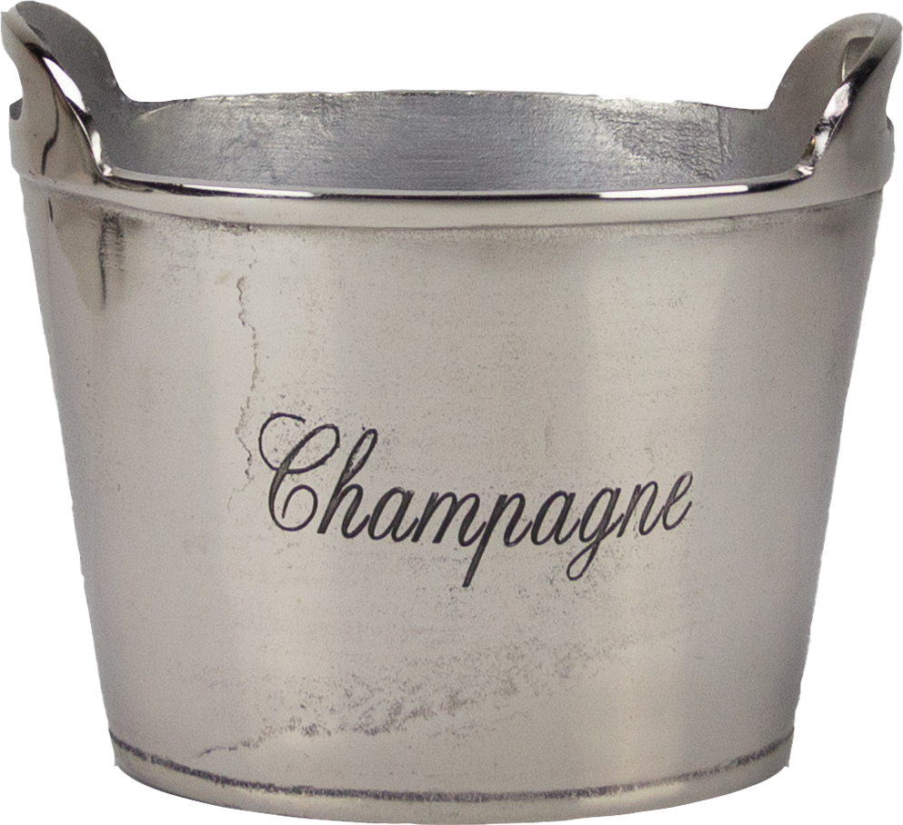Wine & Champagner Cooler oval with 2 Handles Metal antique-silver
