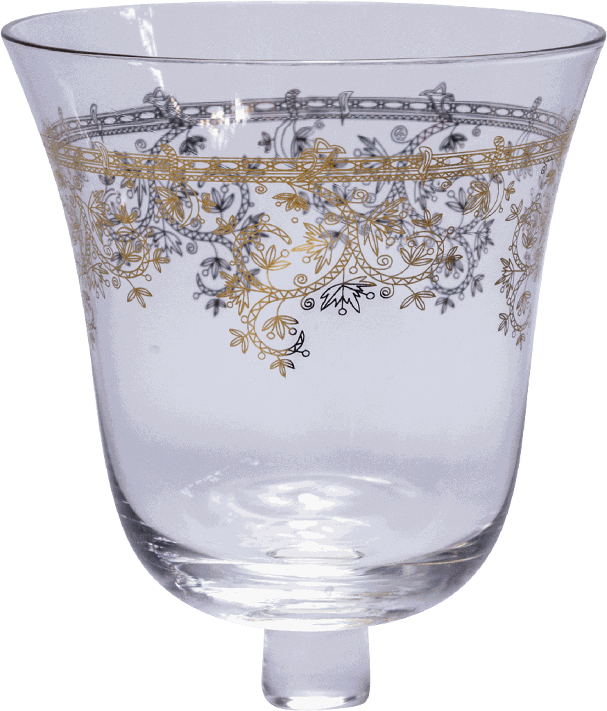 ARABESQUE Candle Insert 10,5 cm Glass clear with Real gold Decoration