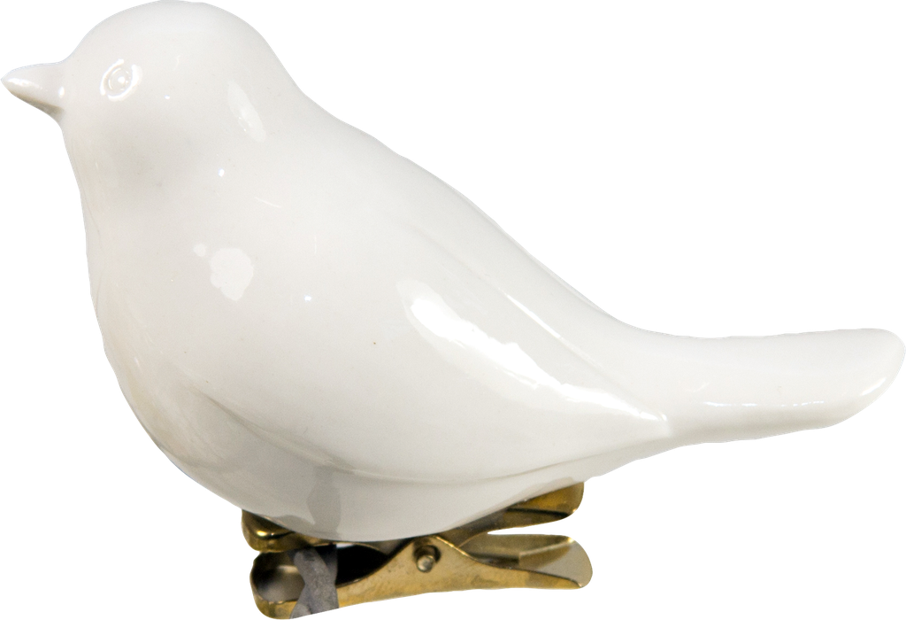 BIRD 9,5 cm on a Clip Porcelain white