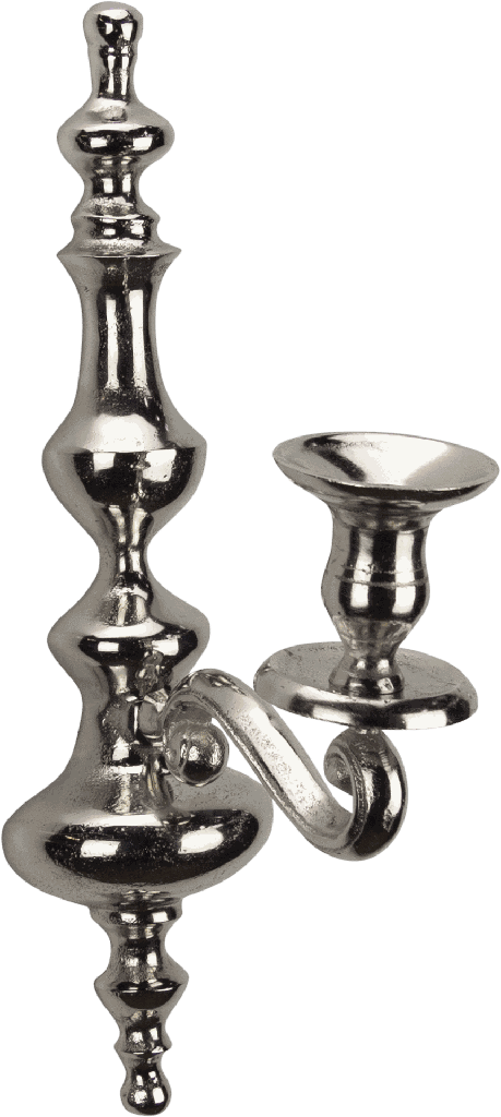 Wand-Kerzenleuchter 1-er 36 cm Metall antik-silber