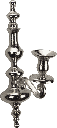 Wand-Kerzenleuchter 1-er 36 cm Metall antik-silber