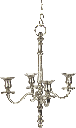 Kronleuchter 4-er mit Kette Höhe 44 cm Metall antik-silber