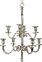 Kronleuchter 8-er mit Kette Höhe 61 cm Metall antik.silber
