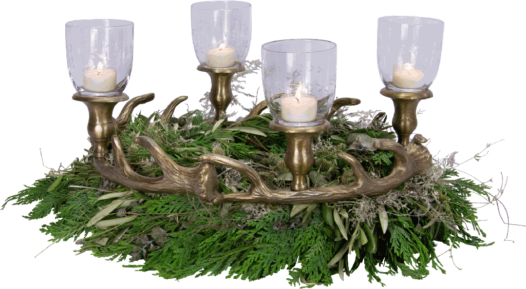 VENISON Advent Wreath for Taper Candles & Candle Inserts Ø 44 cm Metal brass