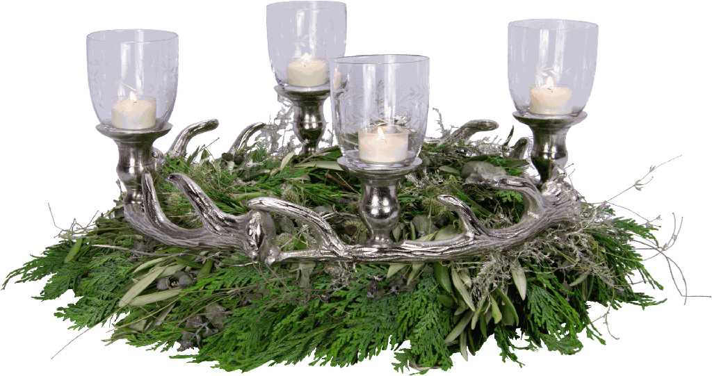 VENISON Advent Wreath for Taper Candles & Candle Inserts Ø 44 cm Metal antique-silver