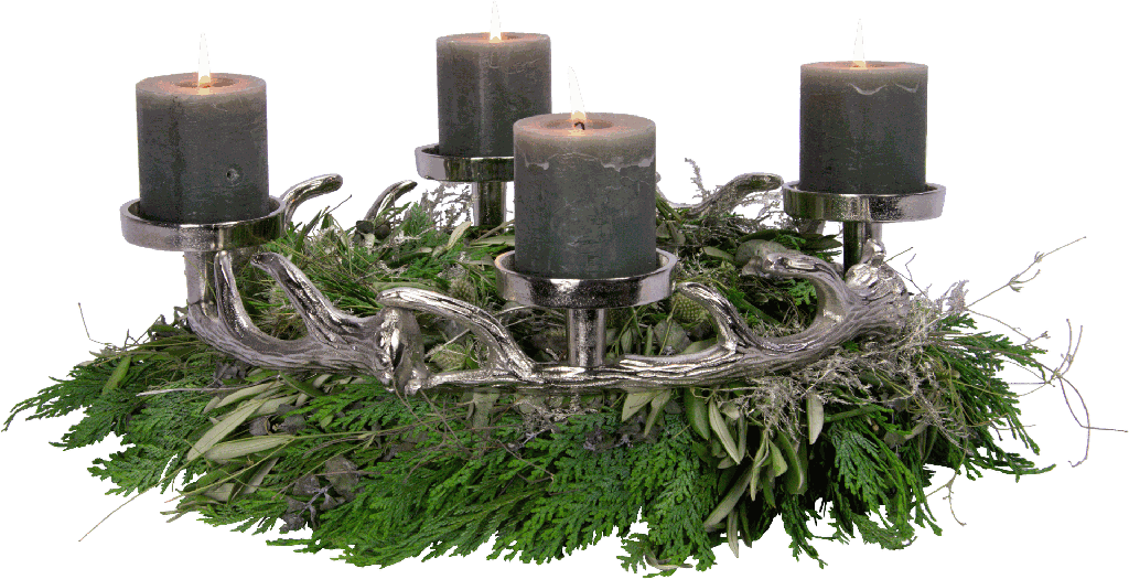 VENISON Advent Wreath for Pillar Candles Ø 46 cm Metal antique-silver