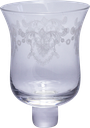 ROMANCE Teelicht-Aufsatzglas 7 cm Glas klar mit Dekor weiß