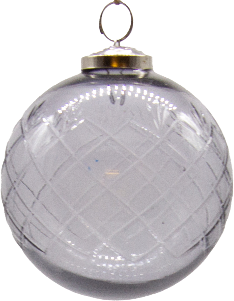 VINTAGE Ball Ø 10 cm Glass cutted smoke