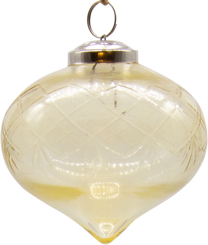 VINTAGE Zwiebel Ø 10 cm Glas geschliffen amber