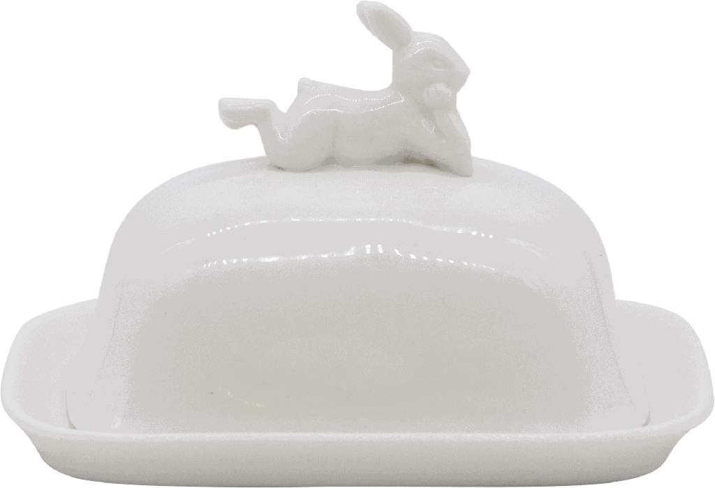MONSIEUR LAPIN Butterdose für ¼ Stück Porzellan weiß