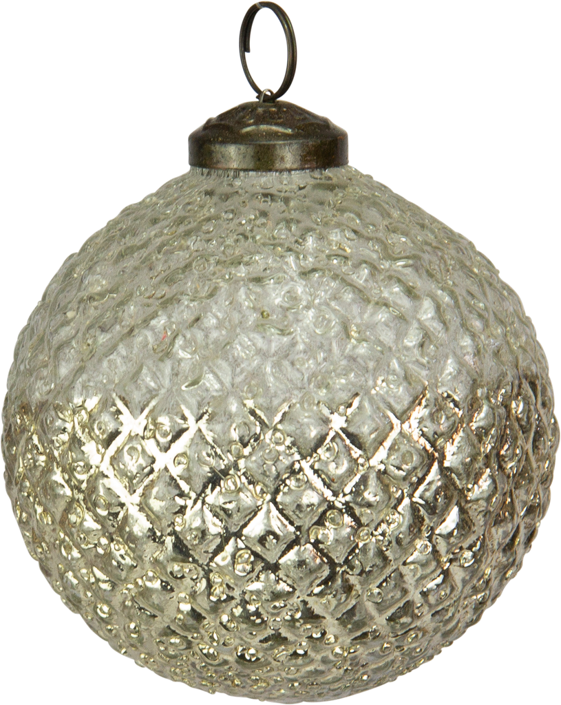 Kugel 9 cm Glas silber gefrostet