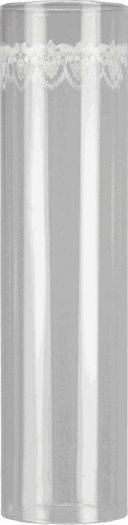 COVER Windlichtglas Höhe 30 cm Glas klar mit Dekor weiß