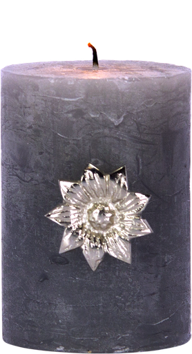 [24010A99] FLOWER Kerzenpin Ø 4 cm Metall antik-silber