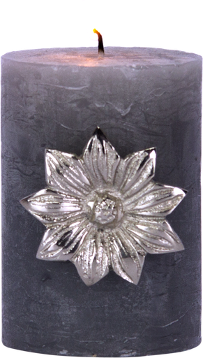 [24011A99] FLOWER Candle Pin Ø 6 cm Metal antique-silver
