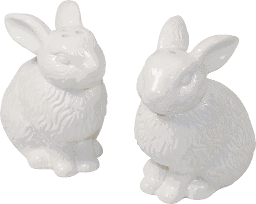 [40038A00] MONSIEUR LAPIN Salt & Pepper Shakers 7.5 cm Set Porcelain White