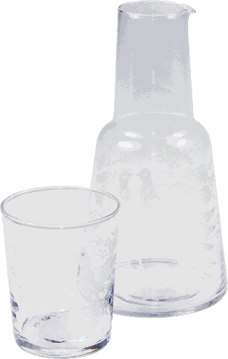 [40549A00] LOVEBIRD Caraffe 2-pcs Glass clear with cutting