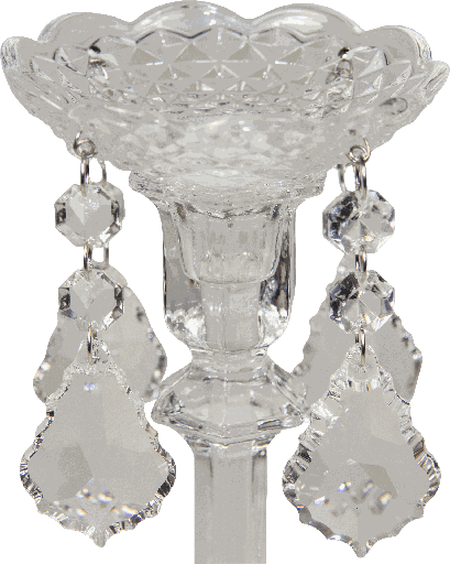 [50555A00] Bobeche Ø 10 cm with 4 Crystals Glass clear