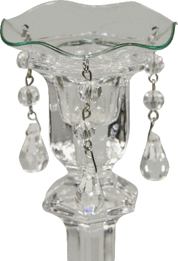 [70395A00] Kerzenteller Ø 7 cm mit Perlen und Kristallen Glas klar